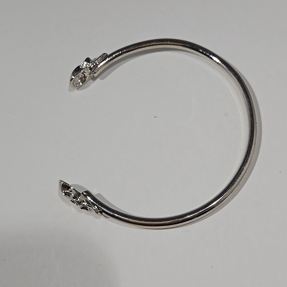3 PIRATE SKULL Silvertone & Goldtone Bangle Bracelets - Picture 5 of 9